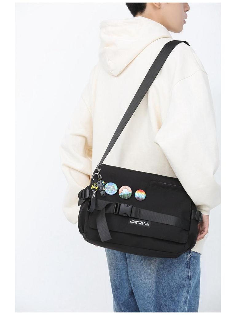 Men's Trendy Large Capacity Japanese Minimalist Crossbody Bag, Versatile College Student Shoulder & Messenger Bag