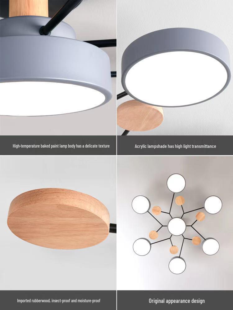 Nordic Macaron Ceiling Light - Modern Minimalist, Solid Wood Fixture for Living Room, Hall, Bedroom, or Restaurant.