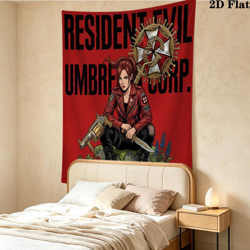 Настенный гобелен Resident Evil Эстетичное настенное панно Печатное тканевое одеяло Декоративные гобелены Для спальни гостиной Домашний декор