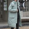 2023 New Winter Hooded Mid Long Parkas Women's Cold Coat Oversize Loose Thicken Cotton Padded Jackets Female Windbreak Coat