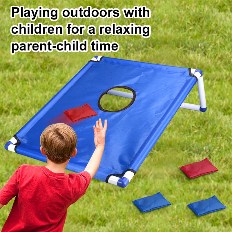 Bean Bags Toss Game Set Kids Toys Portable Cornhole Set with 1 Cornhole Game Board and 6 Bean Bags Yard Toss For Children's Gift