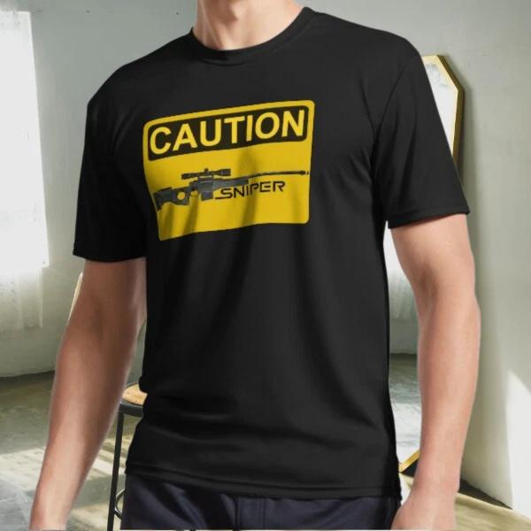 New Shirt CAUTION - SNIPER Active Logo T-Shirt Funny Size S to 5XL