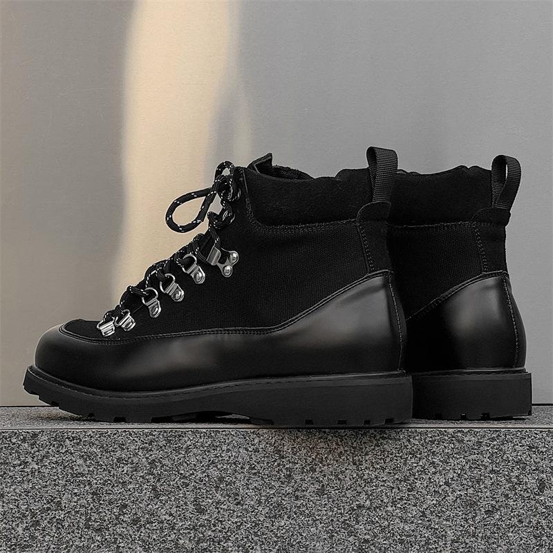 European and American casual men's shoes British mountaineering shoes men's derby shoes platform heightening tooling Martin boots-J