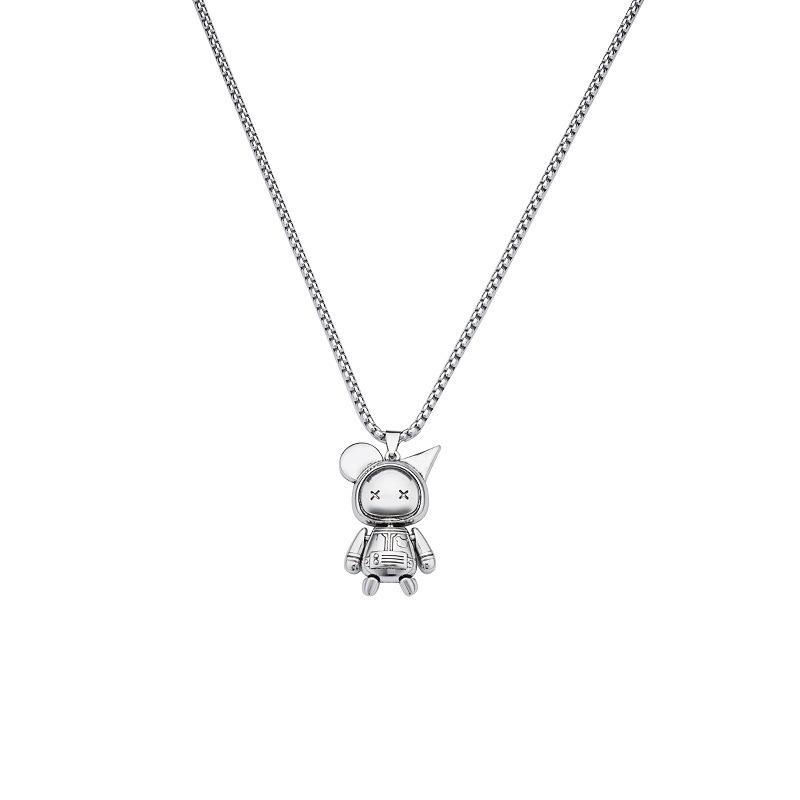 Ожерелье с куклой, двигающейся на ветру, мужская цепочка из титановой стали, не выцветающая, хип-хоп, личность, кулон в виде маленького монстра, женский летний тренд