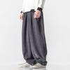 Men's Large-Size Corduroy Harem Trousers: Chinese-Style Extra Long, Solid Color, Wide-Leg, Casual Fit
