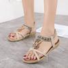 Women'S Platform Sandals Fashion Women Casual Open Toe Flat Rhinestone Comfortable Soft Bottom Breathable Elastic
