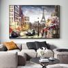 Abstract Oil Canvas Painting Pedestrian Paris Eiffel Tower Landscape Poster Print Wall Art Picture for Living Room Decor Cuadros