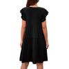 Summer Beach Dress For Women Casual Round Neck Tunic Ruffle Short Sleeve A-Line Tiered Babydoll Dress Flowy  Dress