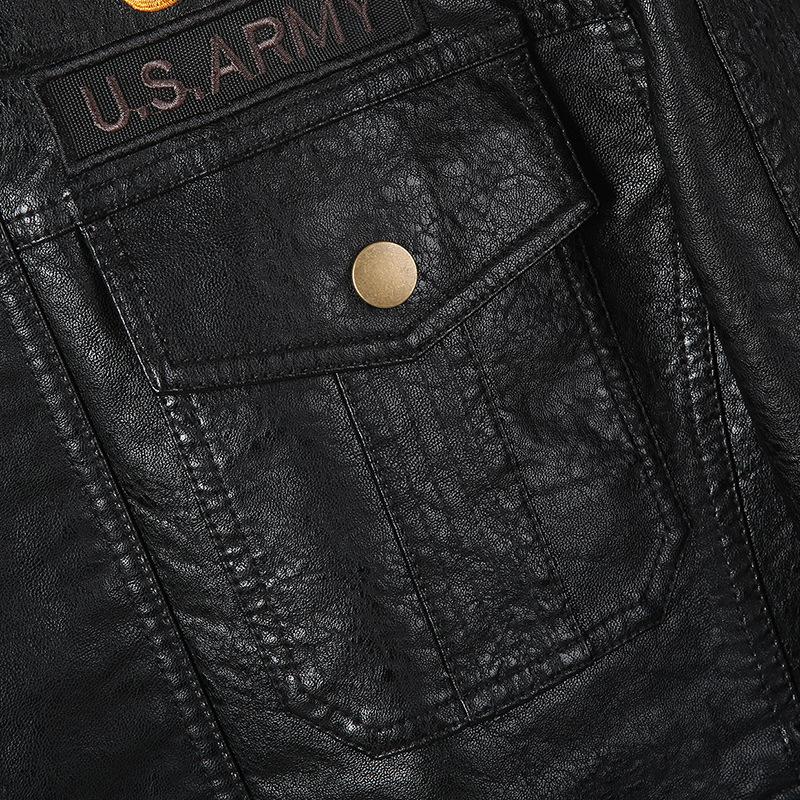 Зимняя флисовая утолщенная стираная куртка из искусственной кожи, мужская кожаная куртка большого размера