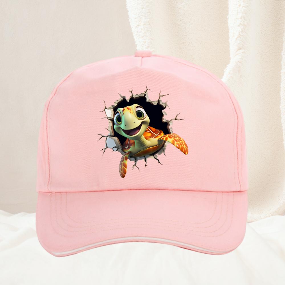 Turtle pattern printed baseball cap for daily casual style Unisexs and Womens fashionable beach outdoor anti roll duckbill cap