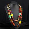 Bohemian Holiday Style Colorful Wood Necklace with European and American Ethnic Style Long Style Exaggerated Personalized Accessories for Women