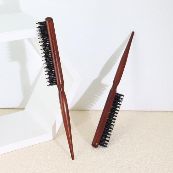 1/2Pcs Boar Bristle Teasing Hair Brush Wooden Long Handle Curl Fluffy Hair Rat Tail