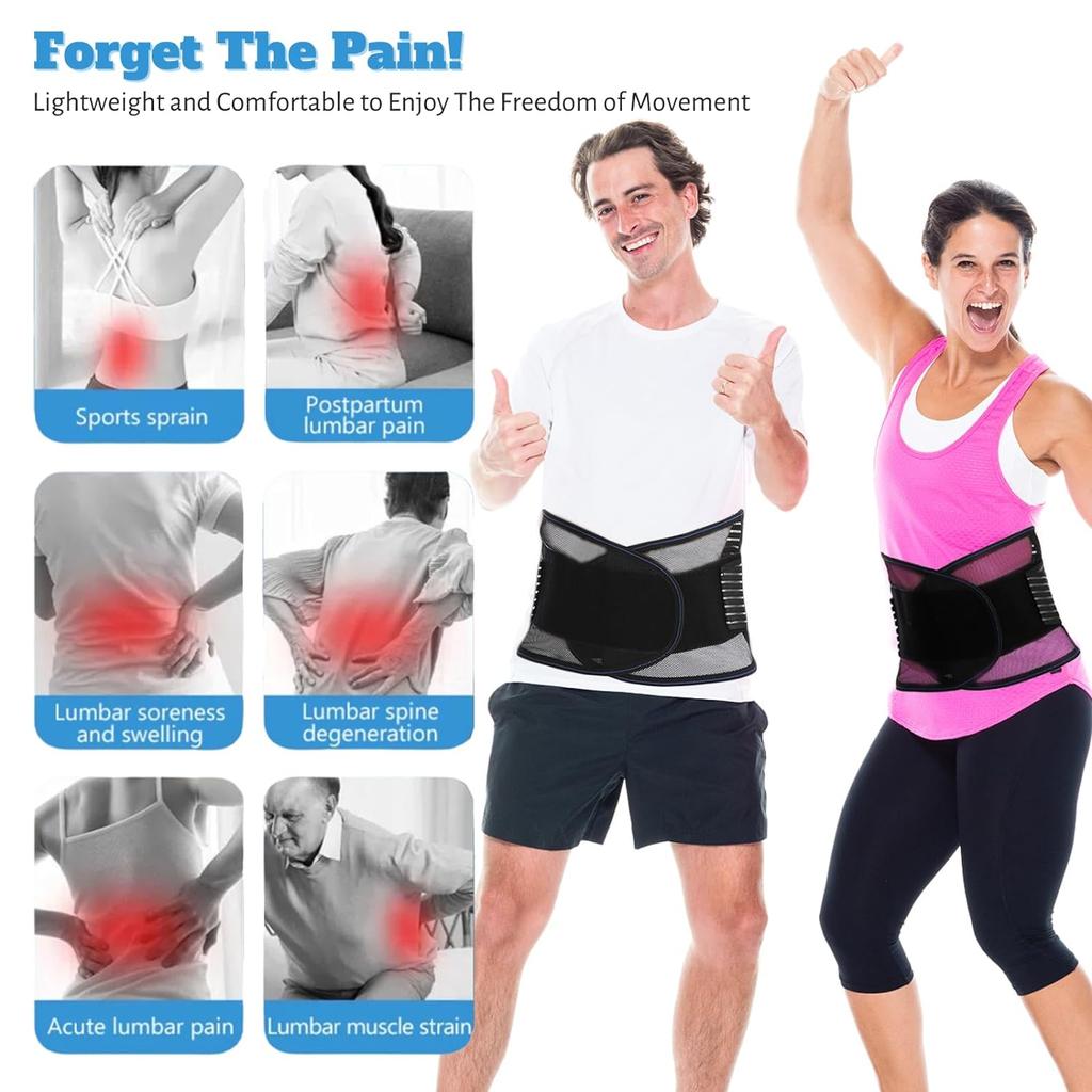Поясничный поддерживающий бандаж для спины при болях в поясницеБандаж для спины для мужчин и женщинПояс для поддержки спины с двумя регулируемыми ремнями