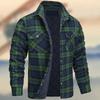 Men Spring Coat Lapel Long Sleeve Plaid Print Soft Contrast Color Keep Warm Cardigan Plus Size Men Shirt Coat for Daily Wear