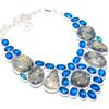 Natural Triplet Opal, Blue Topaz Gemstone 925 Sterling Silver Necklace 18" K6g50