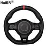 HuiER Hand Sewing Car Steering Wheel Cover Red Marker For Volkswagen Golf 6 GTI MK6 VW Polo GTI Scirocco R Passat CC R-Line