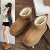 Fashion Women Snow Boots Platform Fur Warm Flats Suede Cotton Shoes Trend Winter Outdoor Casual Brand Flats Cozy Sleeve Platform Shoes