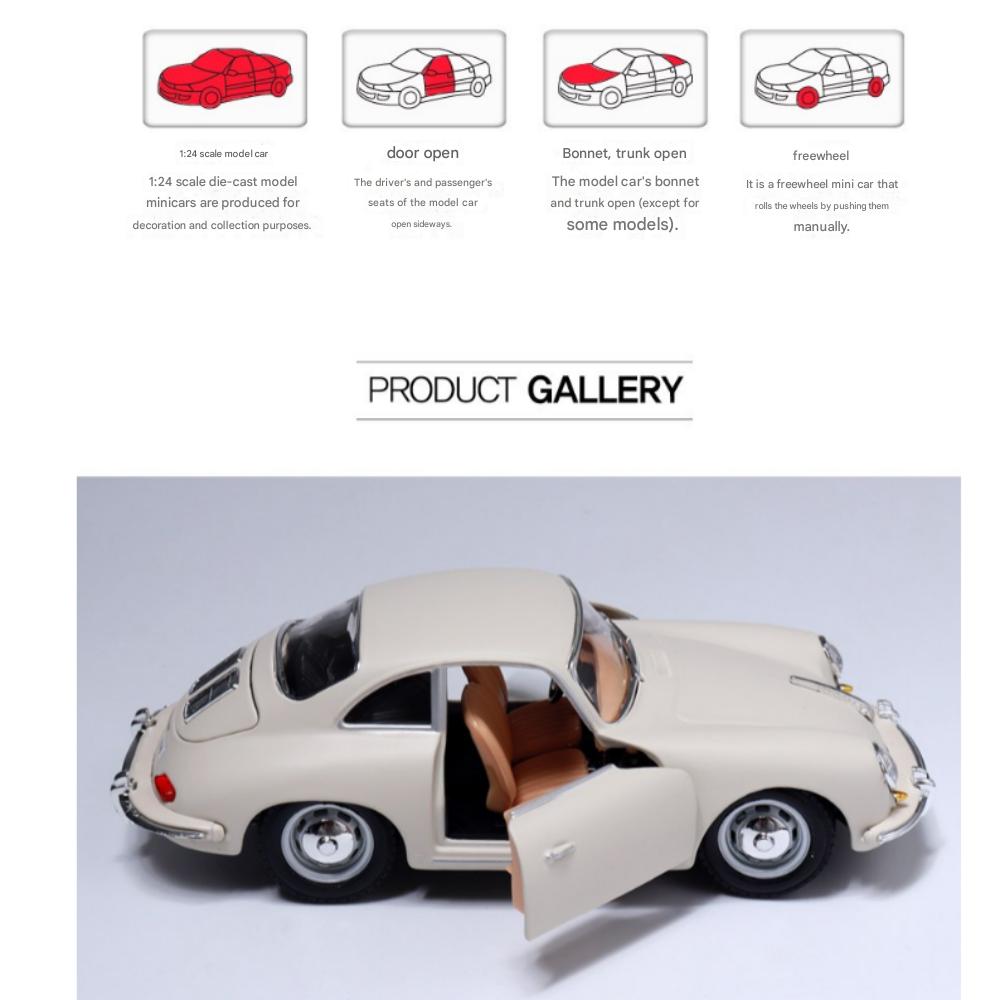 Браго 1:24 Porsche 356B COUPE 1961 Литая модель автомобиля, Цвет слоновой кости, 1 шт.