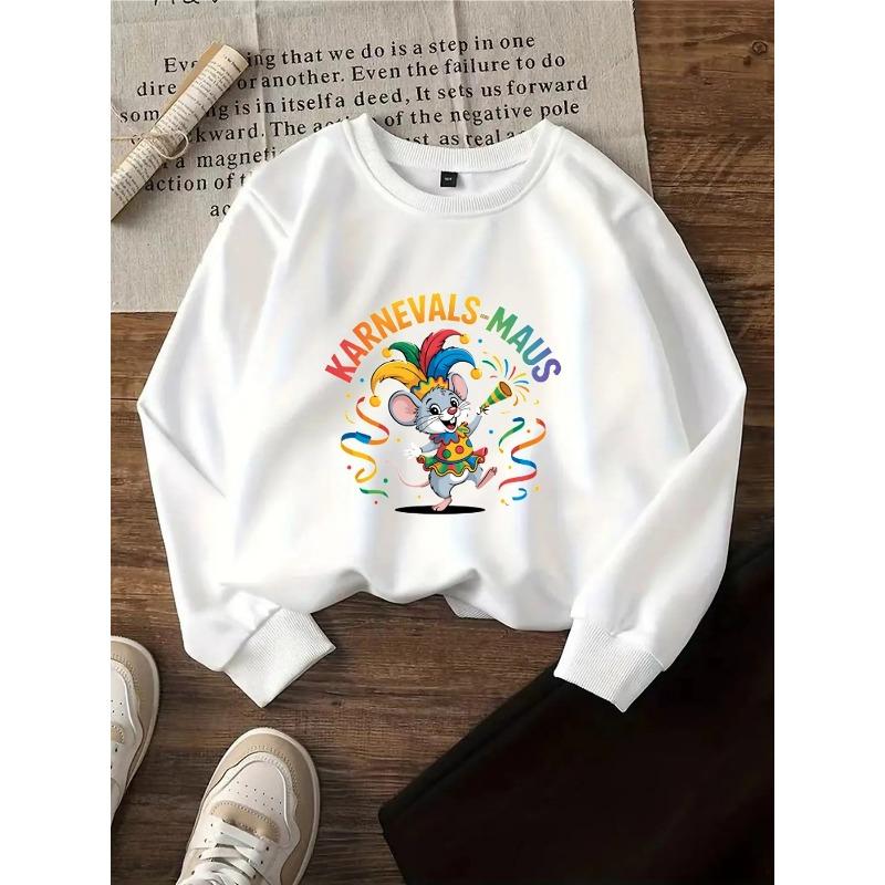 Kids Crewneck Sweatshirt, Carnival Jester Mouse Celebration Graphic Print, Soft Comfort Pullover