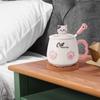 Кружка с крышкой и керамическим котом, кофе, милый кот, подарок на день рождения, ложка, чашка, чашка/кружка, (белый) (белый)