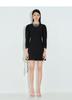 Di Su Chun Simple Black Lantern Sleeve Mid Sleeve Sweet Dress Women's Scissors Logo