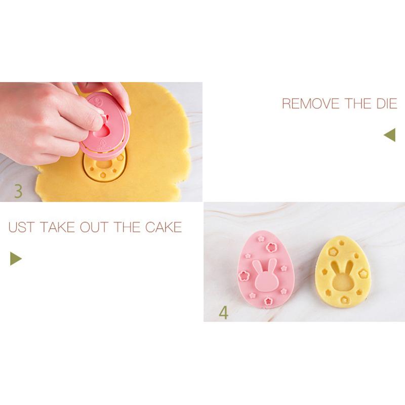 9Pcs Easter Rabbit Biscuit Mold Plastic Bunny Egg Cookie Cutter Stamp Embosser