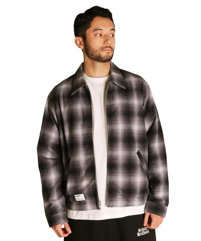 Куртка Schott OMBRE, Мужская куртка с омбре-клеткой, Размер 2XL, 010, Черный, 782-5252005