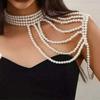 Imitation Pearl Shoulder Chain Necklace Pearl Tassel Body Chain Jewelry  Women Jewelry