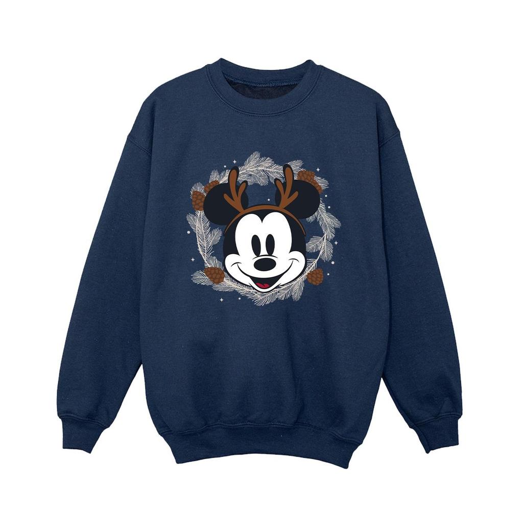 Disney Boys Mickey Mouse Reindeer Wreath Sweatshirt