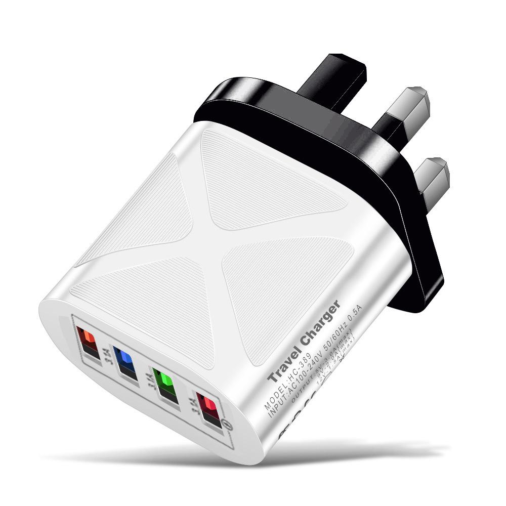 New Multi-Port Travel Charger 4 USB 5V/2.4A, Fast Charging with AU/EU/UK/US Plugs