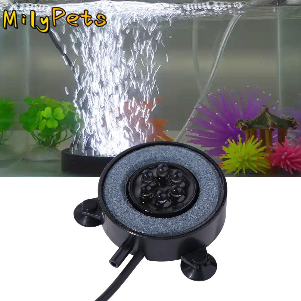 Creative LED Fish Tank Light Waterproof Multi-color Air Stone Disk Lamp Plastic with 6 Color Changing Leds Aquarium Light Pool