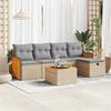 VidaXL Garden Lounge Set with Cushions 6 Pcs Beige Braided Resin 3326021