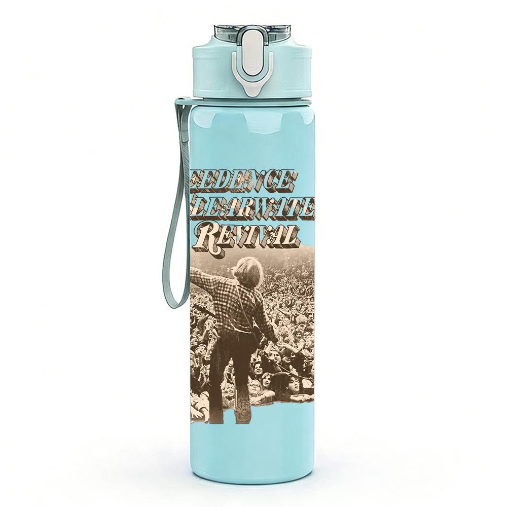 1PC Retro desert cowboy vintage print 750ml colorful plastic sports water bottle leakproof pop up lid with straw for outdoor work home use