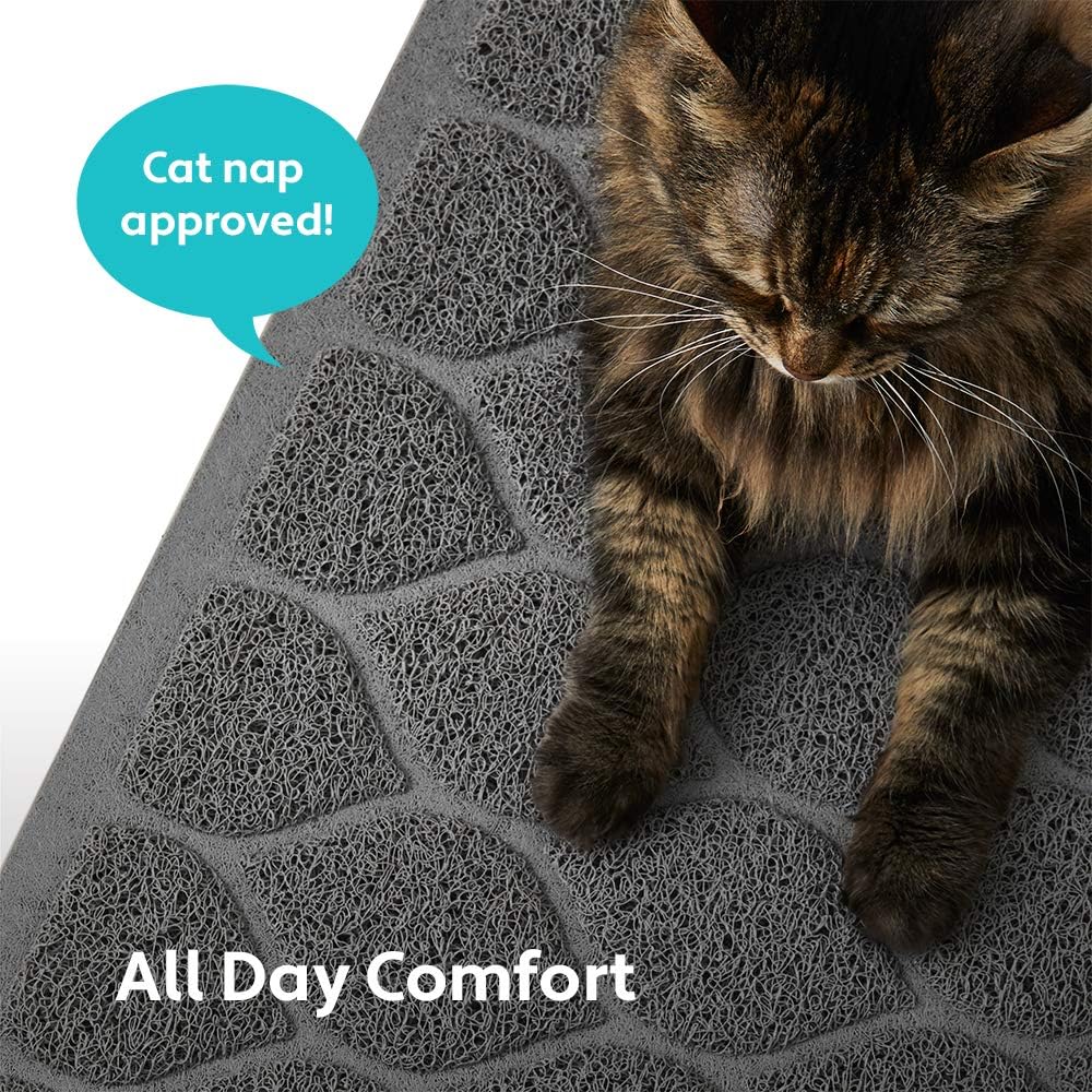 MIGHTY MONKEY Waterproof BPA Free Cat Litter Box Trapping Mat, Easy Clean Floors, Textured Backing, Soft on Sensitive Kitty Paws, Cats Accessories,