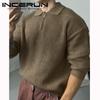 INCERUN Осенне-зимние мужские свободные свитера на молнии с воротником