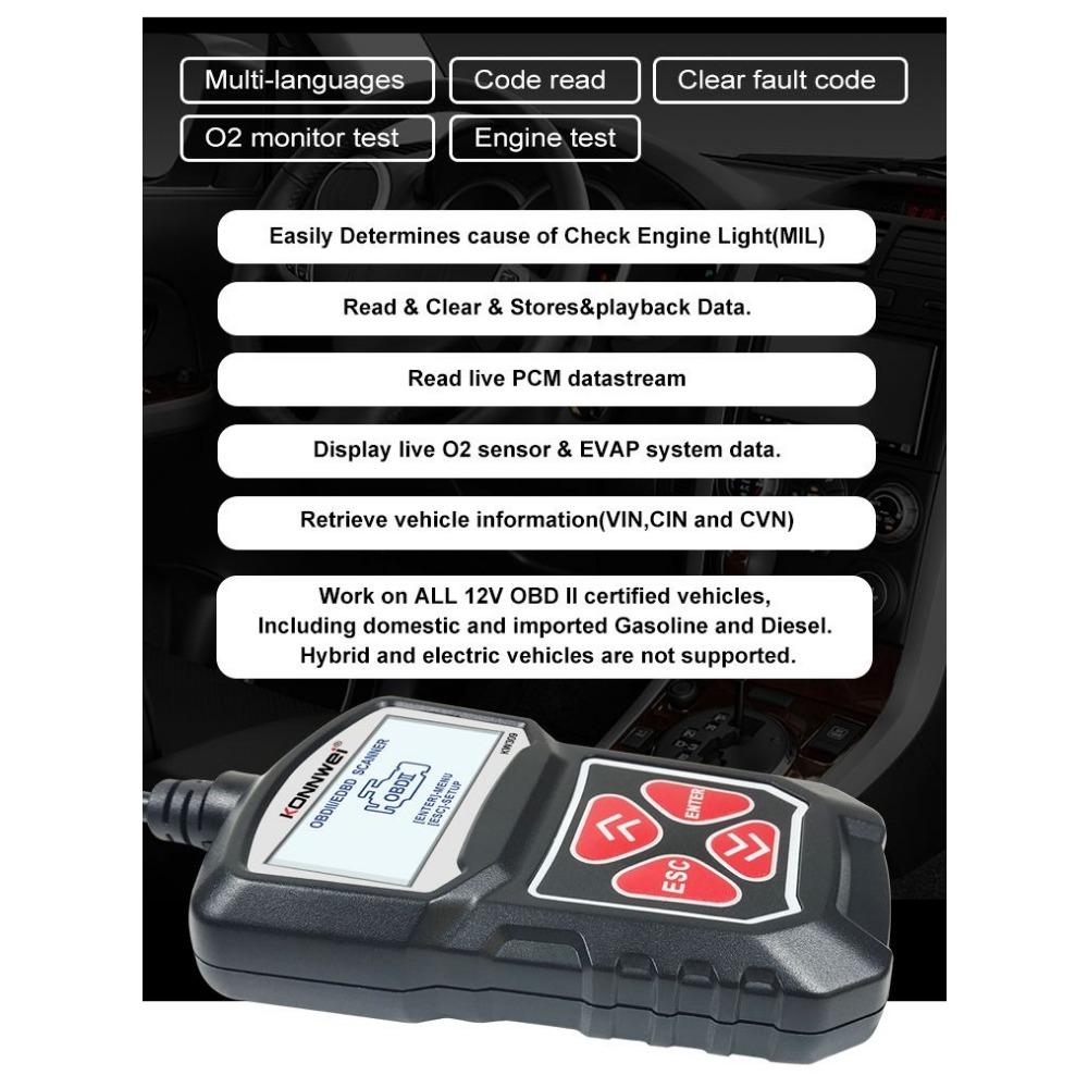 KONNWEI KW309 OBDII сканер считыватель кодов неисправностей двигателя ELM327 автомобильный сканер OBD2 автомобильный OBD сканер ремонт диагностические инструменты
