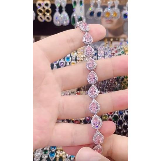 Inlaid Zircon Bracelet Women's Small Fresh Artificial Water Drop Gemstone Women's Colored Treasure Bracelet