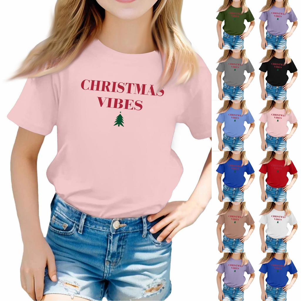 Christmas Day Toddler Girl Boy T-Shirts Kids Top Boys And Girls Printed Short Sleeved T-shirt