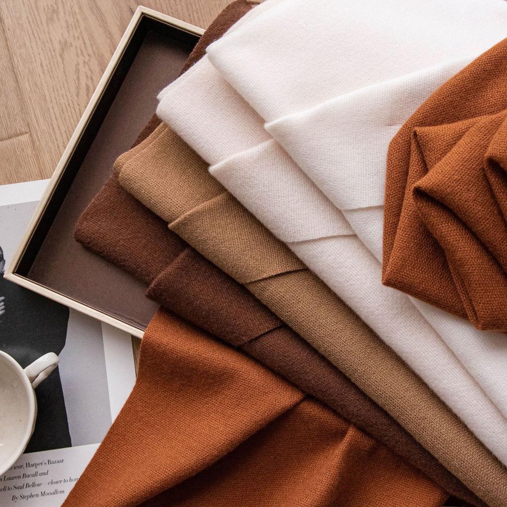 New Solid Color Maillard Imitation Cashmere Scarf for Women In Autumn and Winter High End Korean Style All Match Scarf Warm Shawl