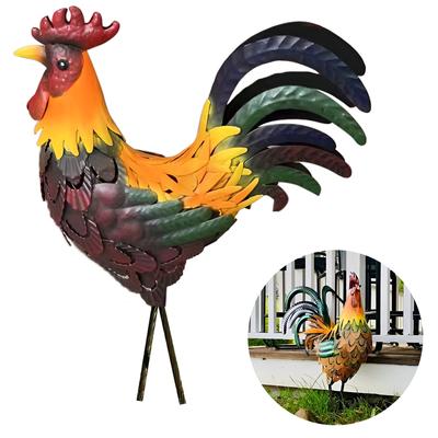 Садовая металлическая железная статуя петуха, скульптура цыпленка, декор двора, устойчивая к атмосферным воздействиям фигурка для фермы, сада, газона, двора, художественного оформления