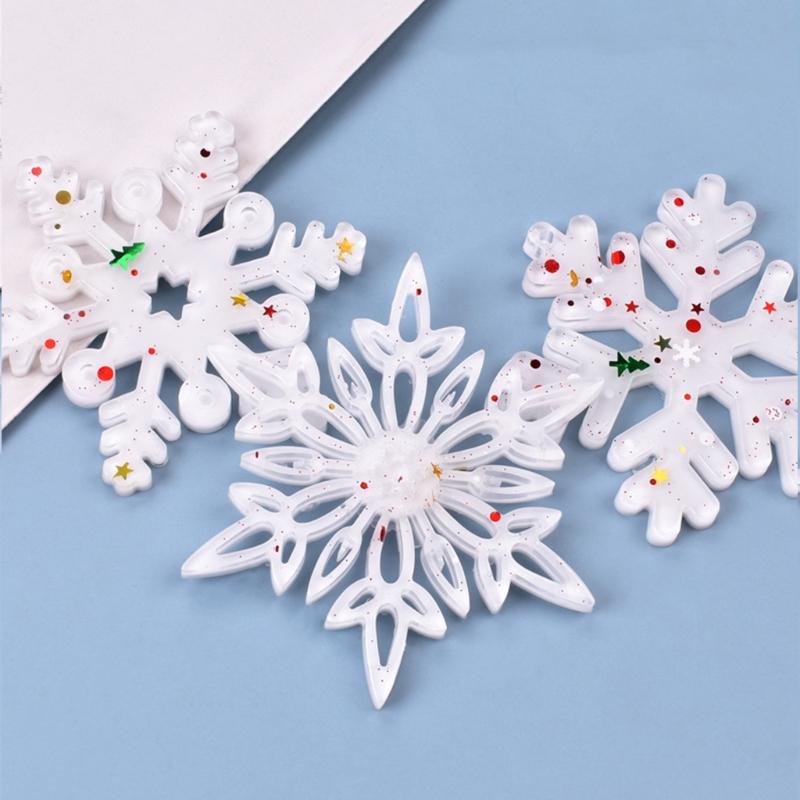 Snowflake Resin Mold Silicone Casting Craft Christmas Mold Decoration Necklace Earring Pendant Keychain Resin Mold
