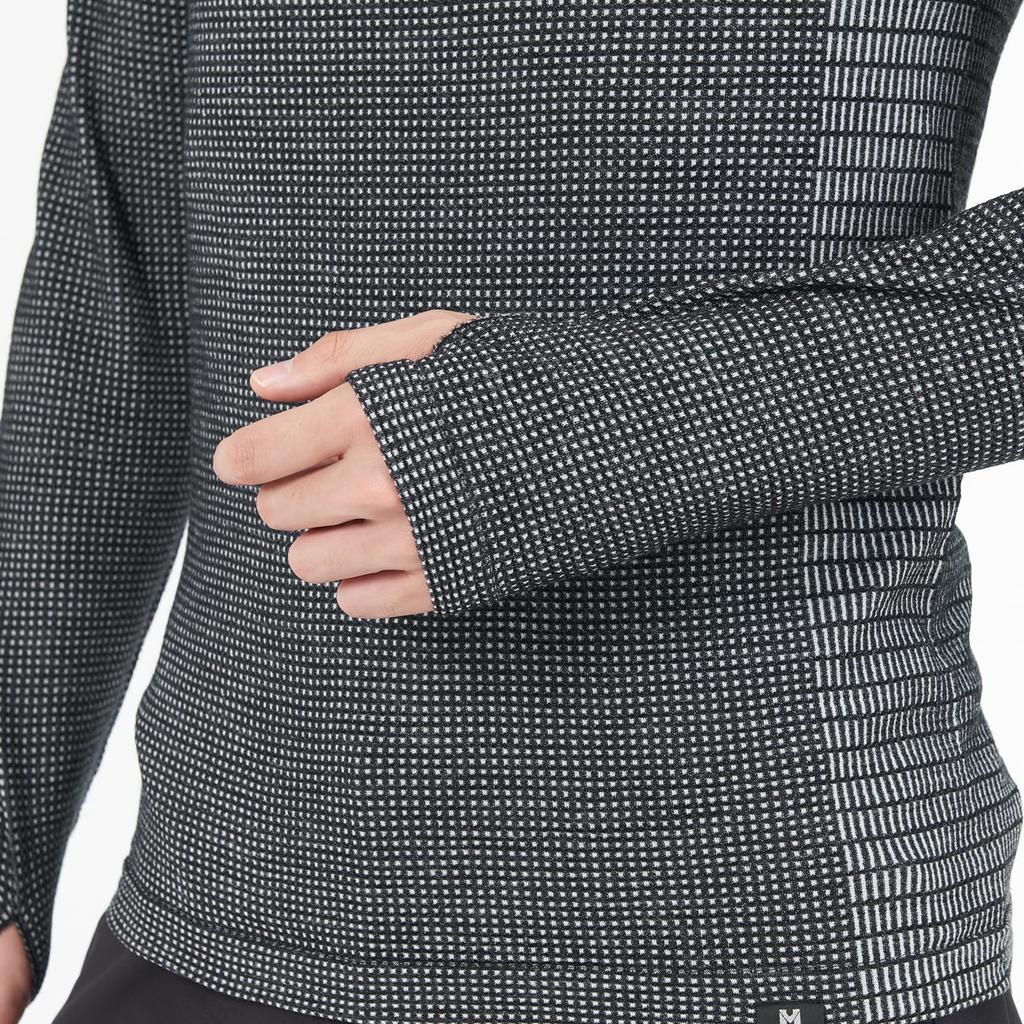 Толстовка с капюшоном из вафельной шерсти для холодной погоды MIV01904 [Millet] для мужчин, цвет черный-нуар (НОВЫЙ ЛОГОТИП) С-М