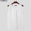 INCERUN Summer Men Crew Neck Sleeveless Mesh See Through Tank Tops