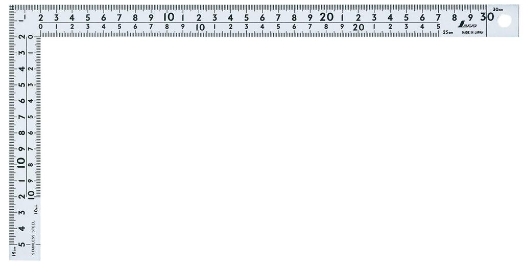 Shinwa Sokutei Широкая рулетка Pita Изогнутая Одинаковая градуировка на лицевой стороне и 8 Линейка JIS 10035, Серебристая, 30 см, Задняя сторона, Градуировка,
