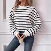 Women's Autumn and Winter Oversized Loose Casual Striped Long Sleeve Sweatshirt