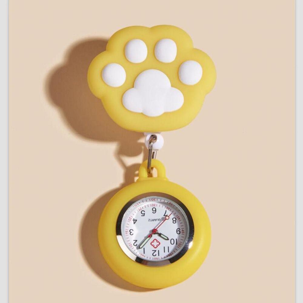 Cat Paw Retractable Watch Brooch Cute Doctor Badge Reel Women Nurse Pocket Watches