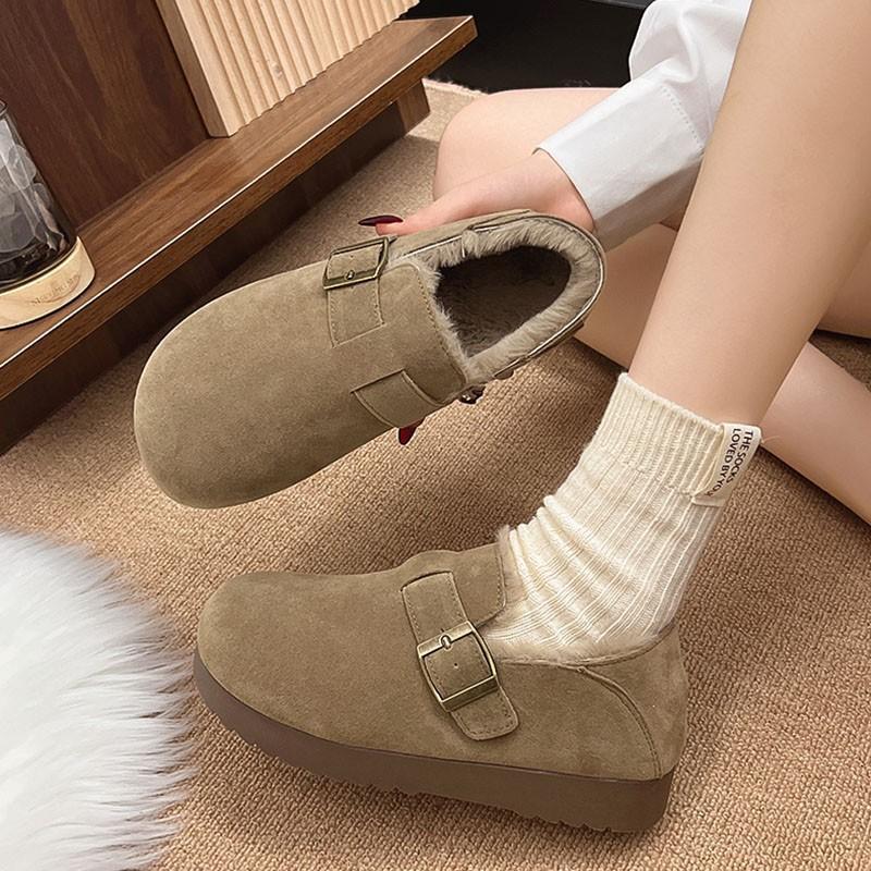 Флисовые ретро-сандалии Birkenstocks «все включено», зимние новые хлопковые туфли, пушистые ботинки, утолщенные теплые снегоступы