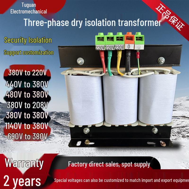 Three-Phase Dry-Type Isolation Transformer: 480V/440V/415V to 380V/220V/208V/200V, 6KW/10KW
