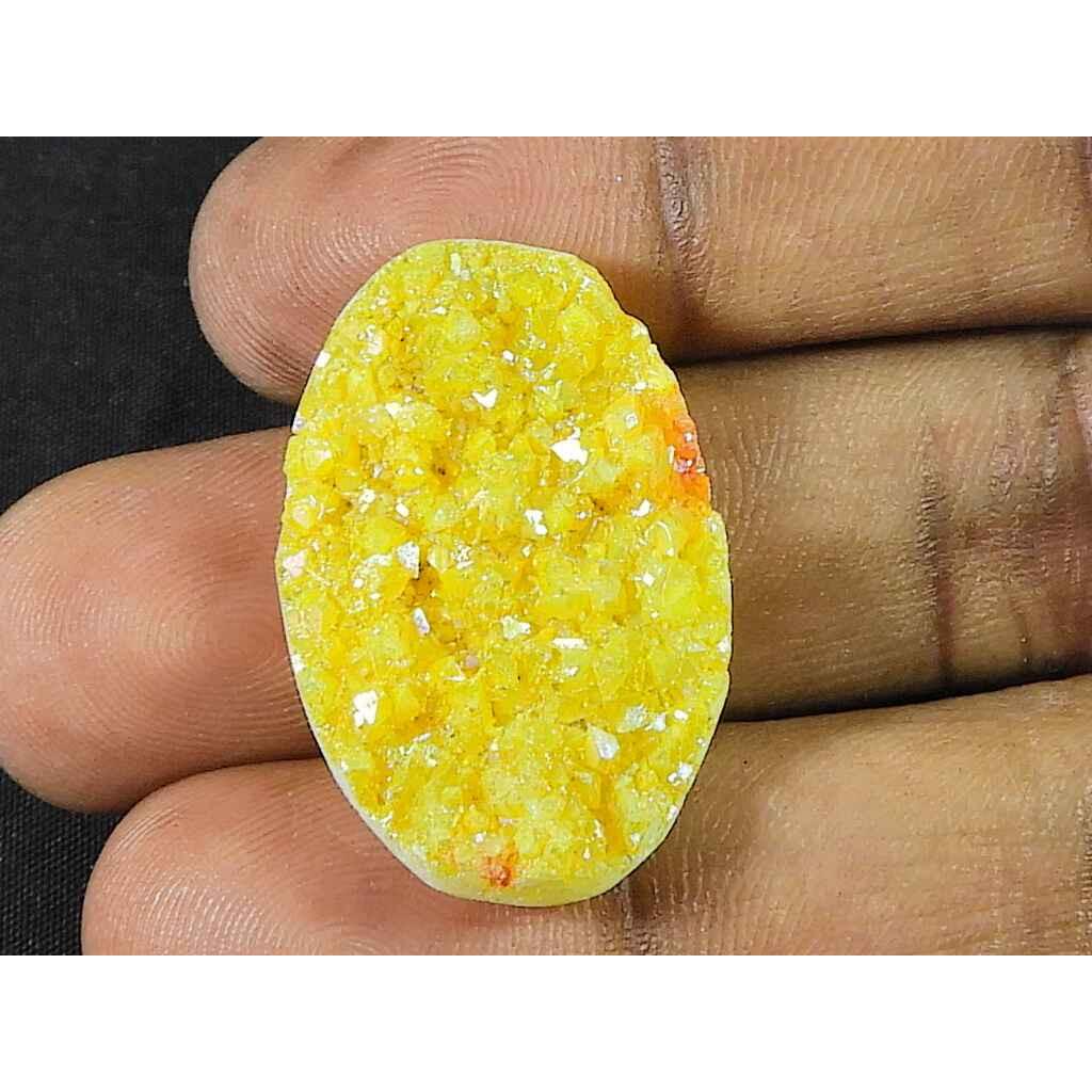 20X30X07MM Желтый сахарный друзовый агат овальный лечебный драгоценный камень россыпью 21 карат. СК-4293