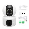 2.4G WiFi Security Camera Dual Lens HD Color Night Vision Motion Detection 2 Way Talk Wireless